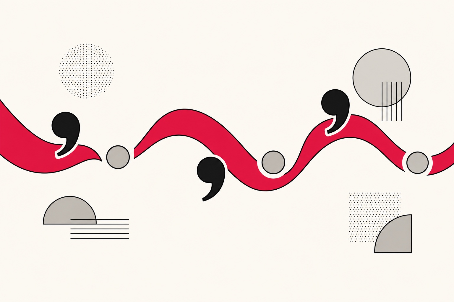Punctuation marks shaping a flowing sound ribbon